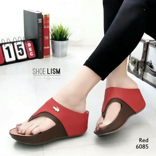 Foto Produk WEDGES WANITA CROCODILE MERAH SEPATU SANDAL WEDGES JAPIT MURAH - dari Random Marttt