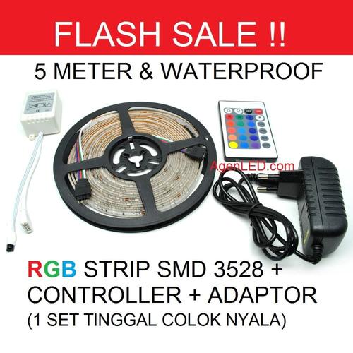 Foto Produk Lampu LED STRIP 3528 SMD 2835 IP44 IP 44 RGB+REMOTE+ADAPTOR+MODUL SET dari AgenLED