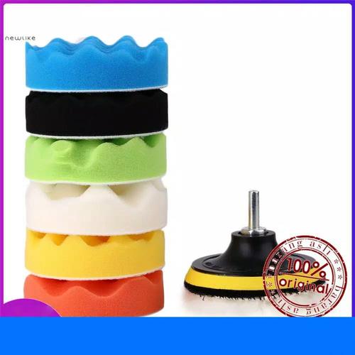 Foto Produk Poles Mobil Busa 9 Pcs 4" Spons Poles Waxing Woll Pad Velcro Adaptor dari Uppala Shop