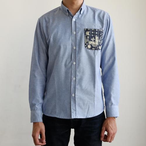 Foto Produk BUTTON DOWN Kosei oxford shirt with bandana patchwork - Biru Muda, XL dari BUTTON DOWN