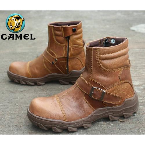 Foto Produk SEPATU BOOTS CAMEL ZIPPER TANPA TALI SAFETY LEATHER TAN dari USA Collection