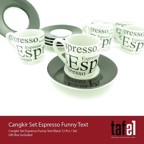 Foto Produk Tafel21 Cangkir Kopi Set Espresso Funny Text 12 Pcs / Set dari TAFEL21