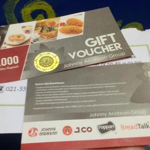 Jual Voucher 50K Johnny Andrean Group ( J.CO / BreadTalk / Roppan