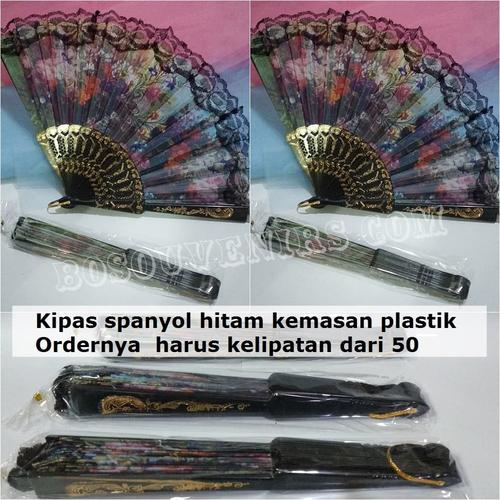 Gambar Souvenir Pernikahan / Kipas Spanyol hitam kemasan plastik dari Bosouvenir com Jakarta Timur Tokopedia