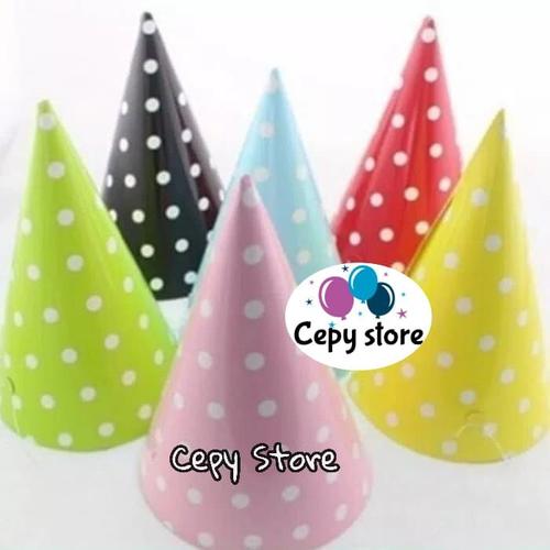Gambar Topi Ulang Tahun Motif Polkadot - Hitam dari Cepy Store Jakarta Barat Tokopedia