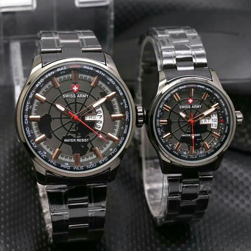 Foto Produk iam tangan Swiss army couple/pasangan - Hitam dari enak jaya