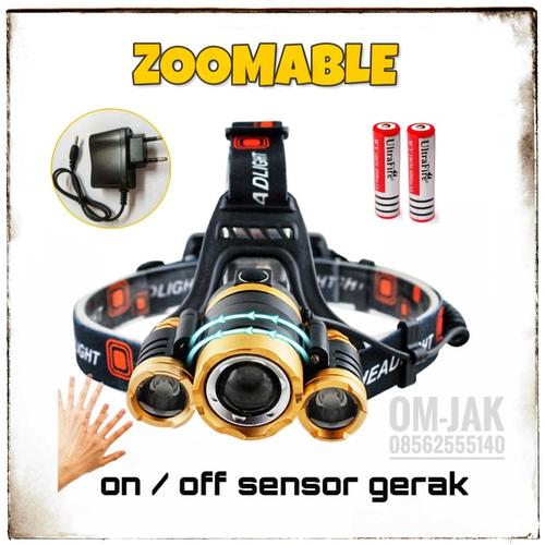 Foto Produk Paket Senter Kepala sensor Gerak Golden / Headlamp Cree XM-L 3T6 15rbL dari om-jak