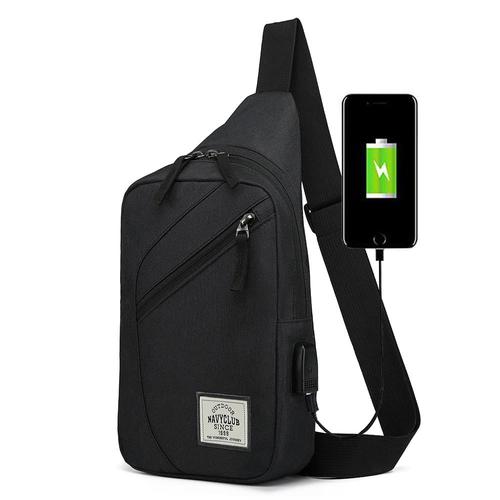 Foto Produk Navy Club Tas Selempang Travel USB Port-Tas Pria wanita EJCJ - Hitam dari Navy Club Official Store