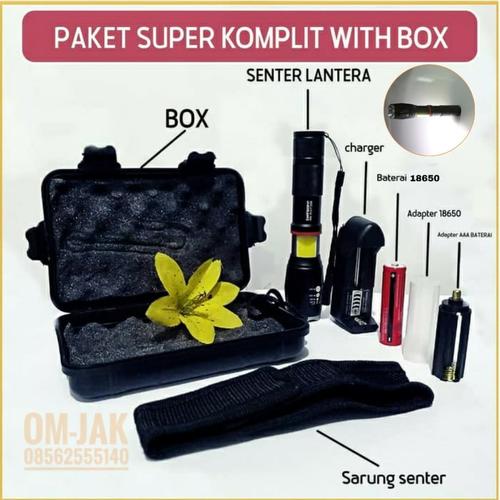 Foto Produk Paket combo Senter E17 lantera COB LED Torch Cree XM-L T6 8000 Lumens - PAKET BOX dari om-jak