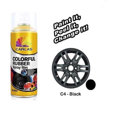 Foto Produk Carlas Rubber Paint Black Doff / Hitam C4 (400ml) -Cat Velg dari Family Brick And Toys