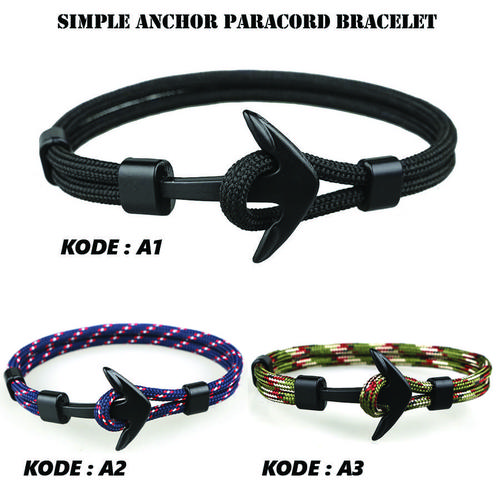 Foto Produk GELANG PRIA WANITA JANGKAR TALI PARACORD ANCHOR - B1 HITAM dari All the Things I Need