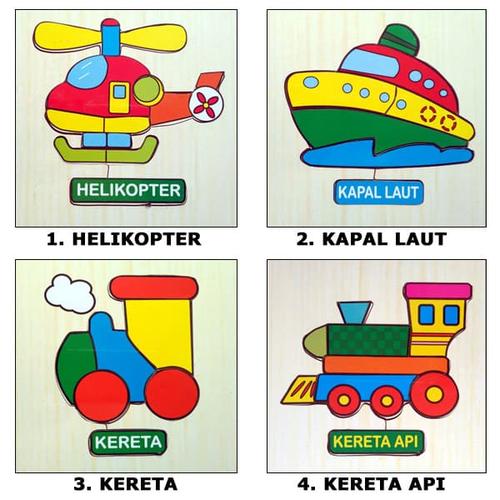 Foto Produk Mainan Anak Puzzle Kayu Gambar Transportasi Binatang - Mainan Edukatif dari Edutoys Murah
