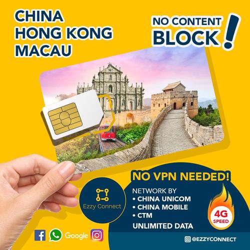 Foto Produk PROMO Sim Card China , HK , Macau 5 Hari UNLIMITED dari Ezzy Connect