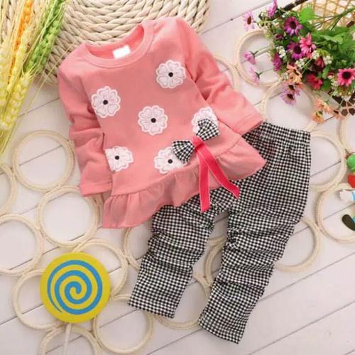 Foto Produk Setelan baju anak perempuan import lengan panjang / Baju anak cewek - S 1 Tahun, Kuning dari YuniZam Baby Shop