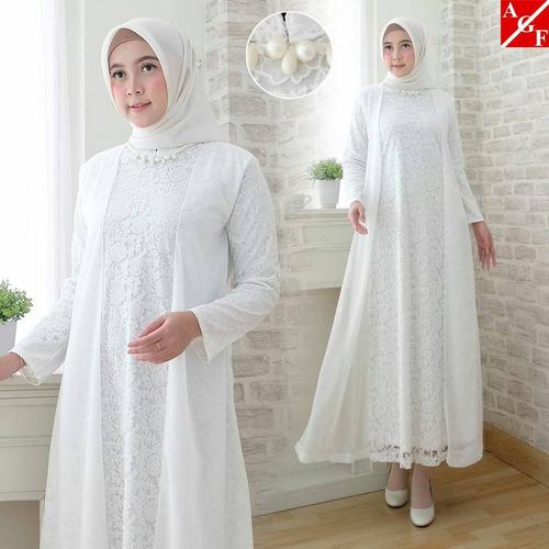 Foto Produk Baju Gamis Putih / Busana Muslim / Baju Muslim #80810 STD - Putih, M dari Agnes Fashion88