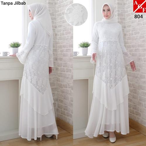 Gambar Baju Gamis Wanita Putih / Muslim Terbaru / Gamis Lebaran #804 STD - Putih, M dari Agnes Hijab Official Shop Jakarta Utara Tokopedia