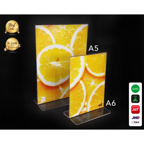 Gambar Acrylic Tent Holder / Tempat Brosur Akrilik / Nomor Meja ukuran A6 dari Quickprint Indonesia Jakarta Barat Tokopedia