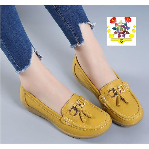 Foto Produk SEPATU KULIT WANITA | SEPATU KERJA | FLATSHOES - Kuning, 37 dari DonDon Shopp