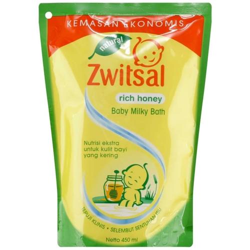 Foto Produk Zwitsal Natural Baby Bath Milk & Honey Pouch 450ml refill sabun bayi dari JMT-Shop
