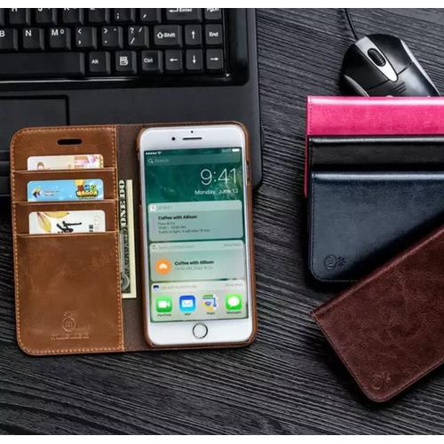 Foto Produk Leather Case Flip Cover Wallet Casing Kulit Iphone X / Xs / 8+ / 7+ dari Ponk Anime