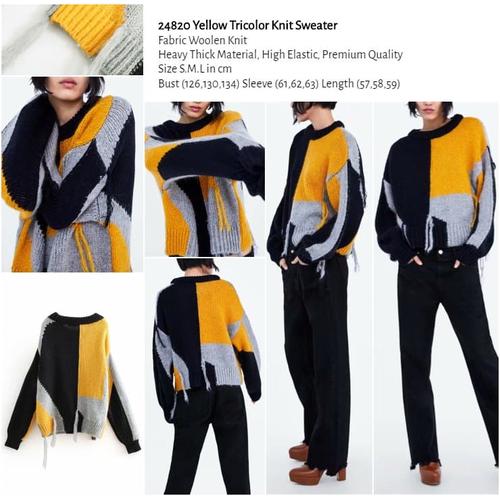 Foto Produk Yellow Tricolor Knit Sweater (size S,M,L) -24820 dari Capture de la Mode