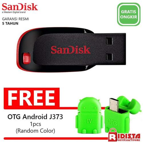 Foto Produk Flashdisk Sandisk 32gb Blade (W245)+Bonus Otg Usb Micro Android (J373) dari Ridista Official Store