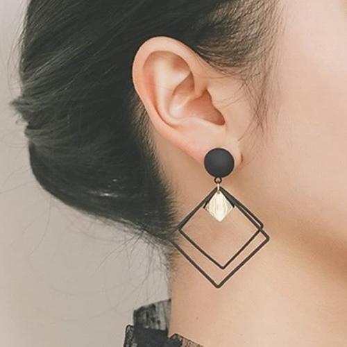 Foto Produk Anting Korea Hoops Besar Model Bentuk KOTAK J9102 dari Aksesorisimpor . com
