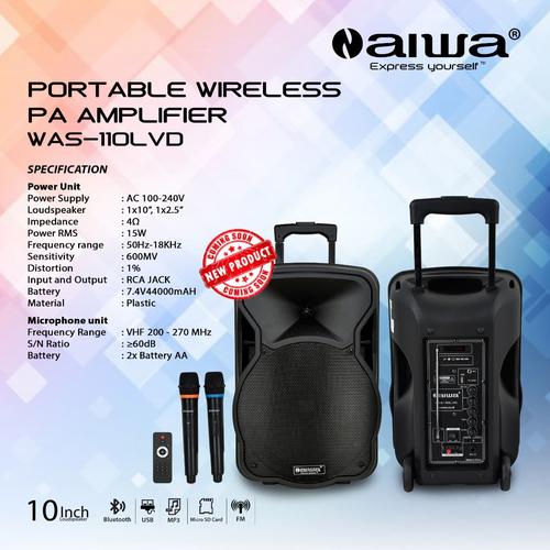 Foto Produk SPEAKER PORTABLE BLUETOOTH WIRELESS MEETING - AIWA WAS-110LVD dari EtalaseBelanja