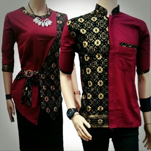 Foto Produk Baju Couple batik atasan maroon - batik sarimbit - BATIK PASANGAN dari BatikSyambat