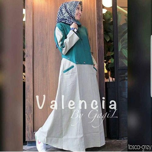 Foto Produk Baju Gamis Wanita Muslim Terbaru Valencia Dress Termurah - Dada Hitam dari hijabafwa