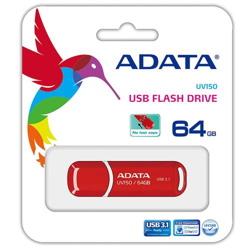 Foto Produk Flash Disk ADATA UV150 - Flash Drive USB 3.1 Super Speed 64GB - Merah dari Sky Technology
