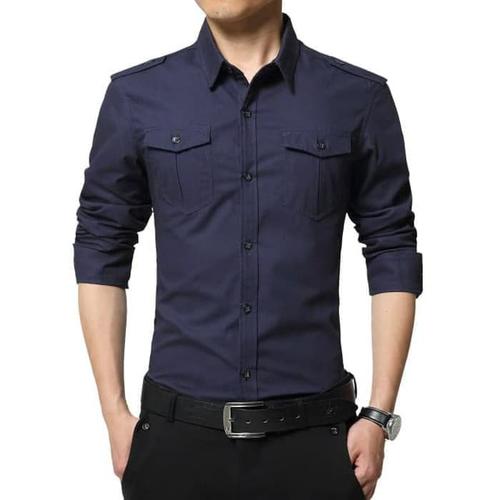 Foto Produk Kemeja Pria Street Army Militarian Style Semi PDL, Diego Navy Dongker dari Kemeja Slim Fit