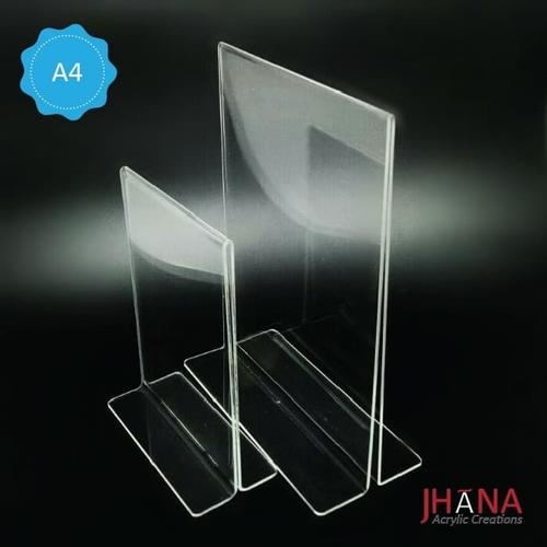 Gambar Acrylic Tentcard / akrilik tempat nomor meja Ukuran A4 T murah dari Jhana Acrylic Kab. Tangerang Tokopedia