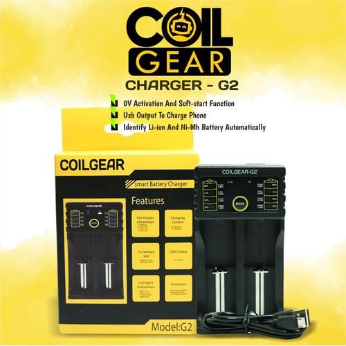 Foto Produk Authentic CoilGear Charger G2Baterai 18650 2 Slot with USB Output Vape dari VapeOi