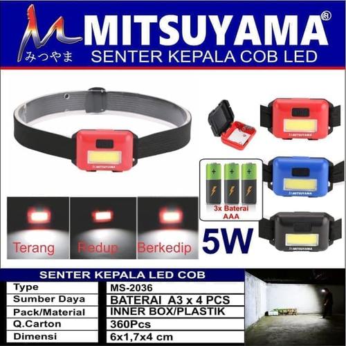 Foto Produk Senter Kepala LED COB 3 Mode Cahaya Headlamp Mitsuyama MS-2036 dari grosirltc