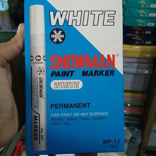Jual Spidol Putih Permanent isi 12 pcs (Paint Marker Snowman) - Putih