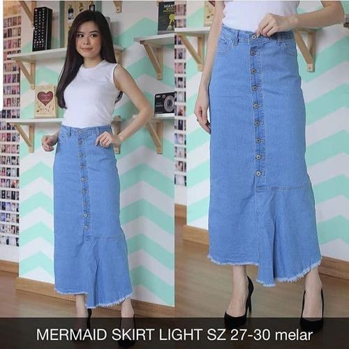 mermaid skirt LIGHT - rok jeans wanita 