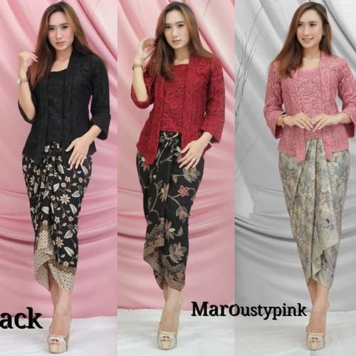 Promo Setelan Kebaya Brokat kutubaru Aneka Pilihan Warna SAGE GREEN,  SETELAN XL di Toko Kebaya Nusantara Tokopedia