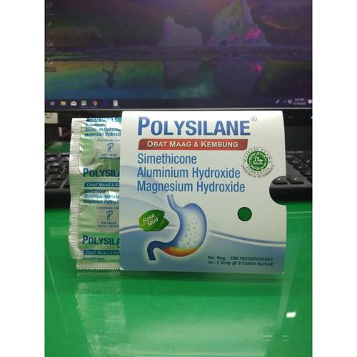 Jual POLYSILANE OBAT MAAG DAN KEMBUNG RASA MINT 1 STRIP ISI 8 TABLET ...
