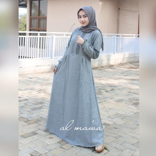 Foto Produk gamis katun madina rempel depan dari al-ma'wa