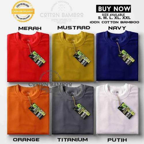 Foto Produk Kaos Polos Katun Bambu Cotton Bamboo T-Shirt M L XL - O Neck, S dari Hailey On Fashion