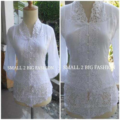 Foto Produk kebaya modern / kebaya jadi katun bordir encim lengan 3/4 TK PUTIH dari Small 2 Big Fashion