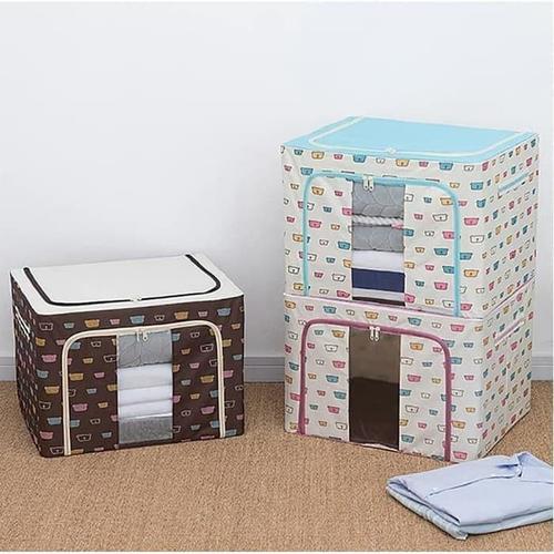 Foto Produk Home organizer box penyimpanan frame baja double zipper lemari baju 02 dari bright harmoony