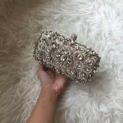 Foto Produk clutch pesta zip swarovski 3 ruang silver hardware dari sheaplus
