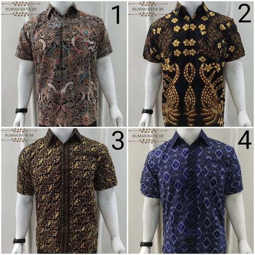 Foto Produk Kemeja Batik Pria Lengan Pendek Murah Baju Batik Cowok Batik Couple - Variasi Satu, M dari RUMAH BATIK 88