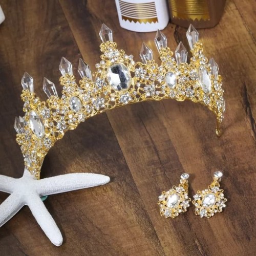 Foto Produk Mahkota rambut anting set Promo tiara wedding crown pesta pe dari askanahana
