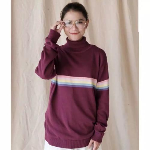 Jual RAINBOW SWEATER PELANGI TURTLENECK 
