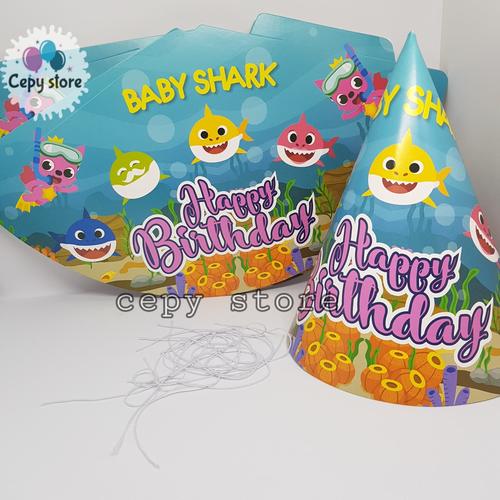 Foto Produk Topi Ulang Tahun Kerucut / Topi Pesta Karakter Baby Shark dari Cepy Store