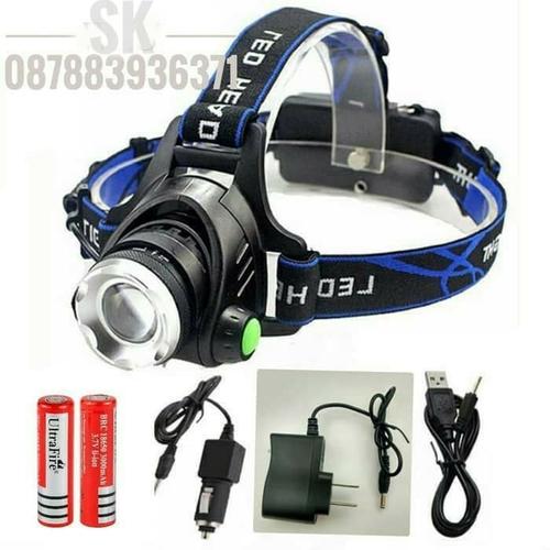Foto Produk paket headlamp / senter kepala high power XML-L2 + 3 charger 2 baterai dari Sungai Kuning
