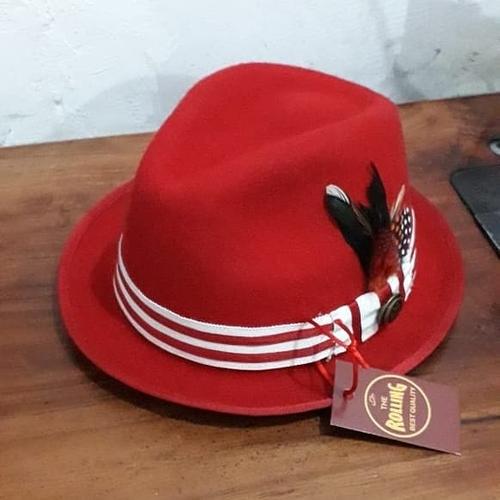 Jual topi klasik fedora red - Kab 